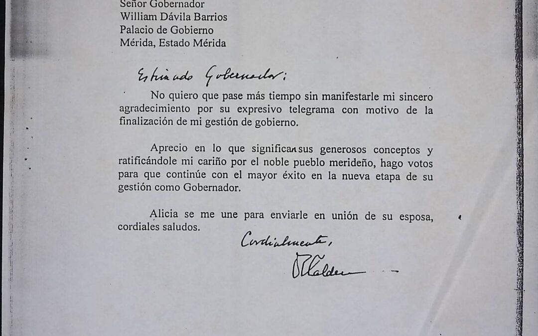 Dávila Barrios, William – 1999. Febrero, 24. Esquela de agradecimiento al telegrama anterior